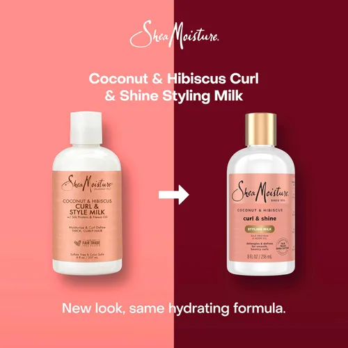 Vista 3 de SheaMoisture Curl & Style Milk Coco e Hibisco con Proteína de Seda y Aceite de Neem para Cabello Grueso, Definido y Rizado Comercio Justo, Sin
