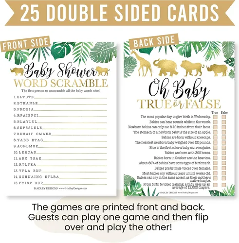 Vista 6 de 25 Safari Word Scramble para baby shower, 25 juegos verdaderos o falsos, 25 juegos de animales para bebés, 25 juegos de rimas para guardería, 4