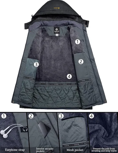 Vista 3 de GEMYSE - Chaqueta de esquí impermeable resistente al viento lluvia y nieve para hombre