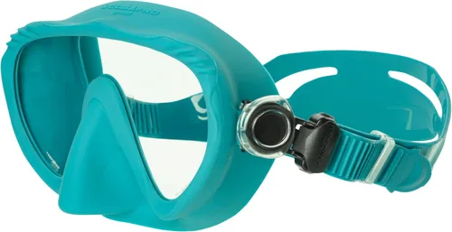 Vista 3 de SCUBAPRO Máscara de buceo fantasma, diseño sin marco de bajo volumen con lente única ultra transparente, falda de silicona y hebillas de correa