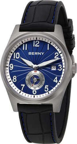 Vista 13 de BERNY Reloj automático de titanio para hombre, relojes de pulsera clásicos para hombre