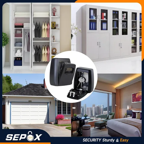 Vista 9 de SEPOX® Caja de seguridad de acero inoxidable con combinación de 4 dígitos para llaves de montaje en pared For Home Office Outdoor Realtor.