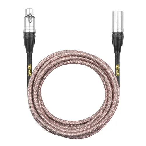 Vista 2 de Cable XLR, 12 pies [paquete de 3] conexiones macho a hembra para micrófono e interfaz de audio, chaqueta flexible trenzada gris/cobre, carcasa