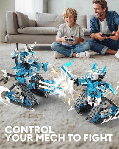 Vista 7 de Opmind Kit de construcción de robot STEM RC 5 en 1, 398 piezas APP y bloques de control remoto DIY robótica de ingeniería, juego de ciencia erector