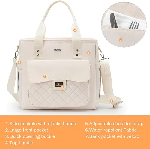 Vista 5 de Lonchera para Mujer para el Trabajo, Bolsa de Almuerzo Grande con Aislamiento Térmico a Prueba de Fugas Hielera para Adultos, Loncheras para Mujer