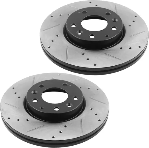 Vista 7 de MotorbyMotor Rotores delanteros perforados y ranurados de 11.772 in de repuesto para Ford Fusion, Mazda 6, Mercury Milan, Lincoln MKZ Zephyr Rotores