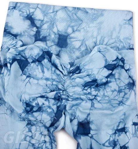 Vista 4 de GILLYA Leggings de levantamiento de glúteos para mujer, sin costuras, teñido anudado, para entrenamiento, gimnasio, cintura alta, pantalones
