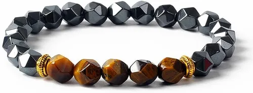 Vista 4 de Yantinos Facted Natural Obsidian Hematite Tiger Eye Beads Pulseras Hombres para Protección Magnética de la Salud Mujeres Alma Joyería Pulsera Hombre