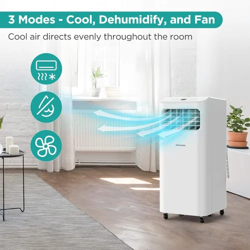 Vista 5 de Hisense Ventilador deshumidificador de enfriamiento portátil de 6,000 BTU para habitaciones más pequeñas de hasta 250 pies cuadrados, control