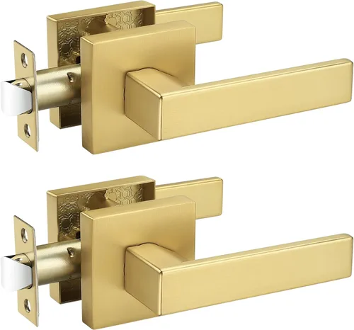 Vista 8 de Probrico - 1 manija inactiva dorada para puerta, moderna, para armario, resistente, para interior, sin giro, reversible para lado derecho e izquierdo