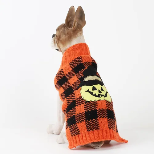 Vista 2 de HAPEE Suéteres de Halloween para perros, ropa fantasmal de calabaza para perros y gatos