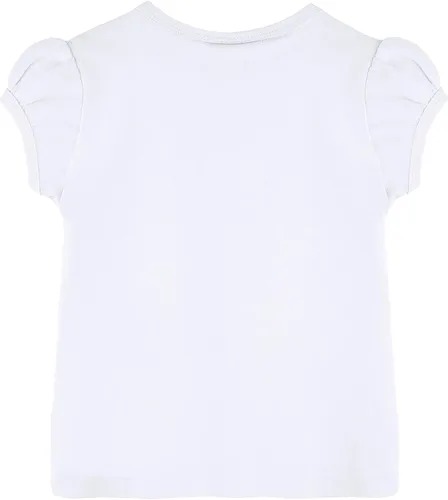 Vista 3 de Lilax Camiseta básica de algodón con cuello redondo y manga corta abombada para niña