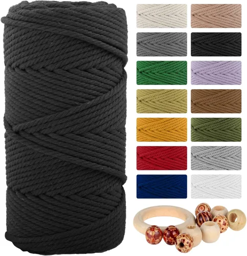 Vista 17 de Munzong - Cuerda de macramé color verde ejército, 5 mm x 109 yardas, cuerda de algodón natural hecha a mano colorida de 100 m, cuerda de macramé
