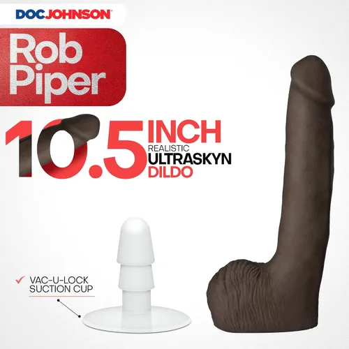 Vista 3 de Doc Johnson Signature Series Rob Piper - Consolador realista ULTRASKYN de 10.5 pulgadas con ventosa extraíble Vac-U-Lock, compatible con máquina F