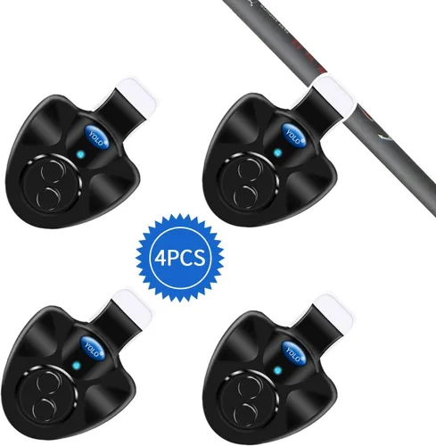 Vista 2 de 4 x Bombilla LED electrónica de pesca negra con alarma de sonido y alarma audible