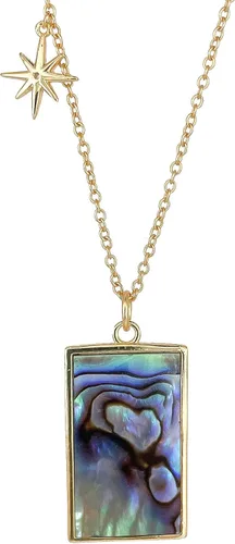 Vista 2 de Bonne Affaire Collar con colgante de tarjeta de tarot de luna, Oro, abulón y circonita cúbica