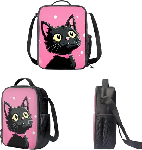 Vista 5 de Showudesigns Mochila animal del zoológico de la impresión de la manera para el poliéster grande de, Gato negro