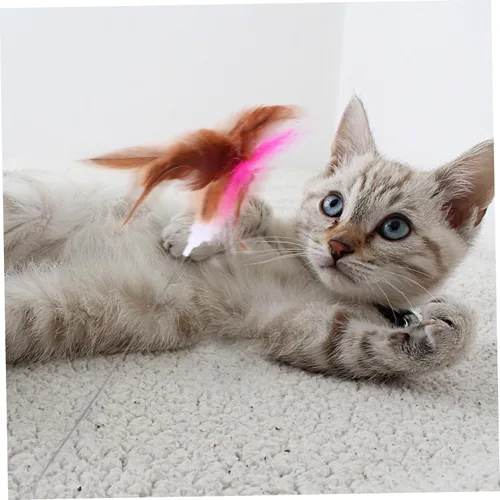 Vista 9 de Alipis Collar de juguete para gatos, varita ajustable para burlas, juguete interactivo para gatitos, ejercicio de persecución, alivio del estrés