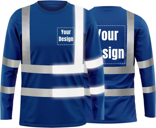 Vista 40 de La alta visibilidad reflexiva de las camisetas de la seguridad del logotipo de encargo Hola Vis de Verde neón