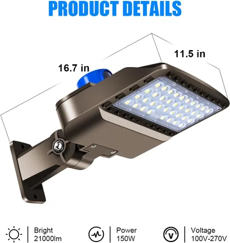 Vista 3 de Juyace 150W luz LED de inundación del atardecer al amanecer iluminación al aire libre luz de granero luz comercial de pared zapatera calle patio
