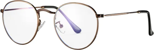 Vista 17 de HJSTES - Gafas redondas con filtro de luz azul para hombres y mujeres, estilo retro, con lente transparente y marco metálico