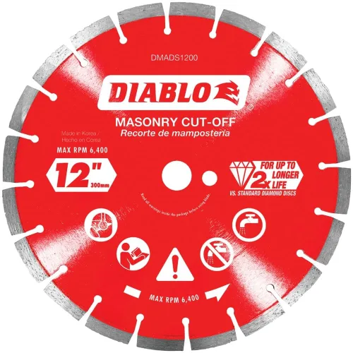 Vista 4 de Disco de corte segmentado de diamante Diablo para mampostería, hormigón, ladrillo y bloque - Diámetro de 4", Kerf de 2.2mm, 15250 RPM máx.