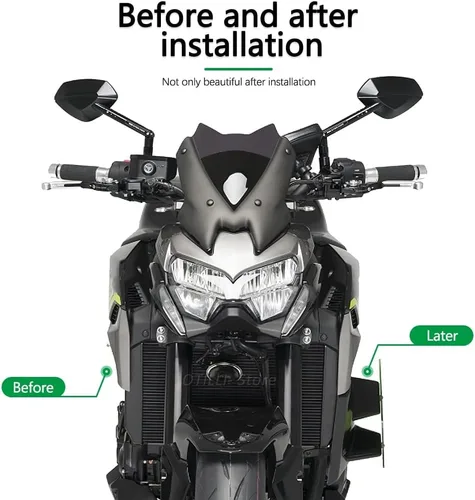 Vista 5 de Parabrisas de motocicleta compatible con Kawasaki Z 900 Z900 Lado de motocicleta Downforce Naked Spoilers Winglet ala de carenado de ala fija 2021