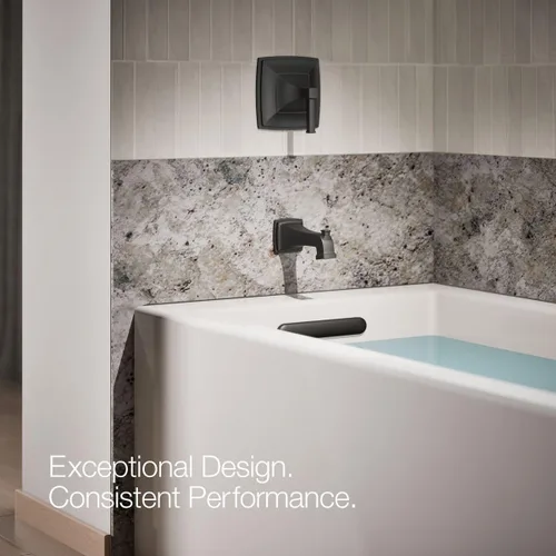 Vista 10 de KOHLER 27406-BL Riff - Boquilla de baño para montaje en pared con desviador y conexión deslizante, grifo de bañera, color negro mate