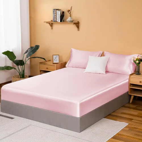 Vista 12 de NSGZ Sábana Bajera Ajustable de Satén Twin, Sábana Bajera Sedosa Individual Solamente, Sábanas de Cama Inferiores Suaves de Bolsillo Profundo, Sin