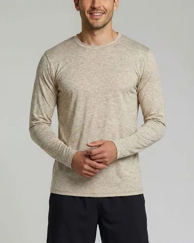 Vista 37 de Real Essentials Paquete de 4 unidades: camiseta de manga larga para hombre Dry Fit, disipa la humedad, protección solar FPU 50+ contra rayos