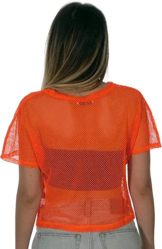 Vista 3 de Top corto de malla transparente para mujer Rave Festival