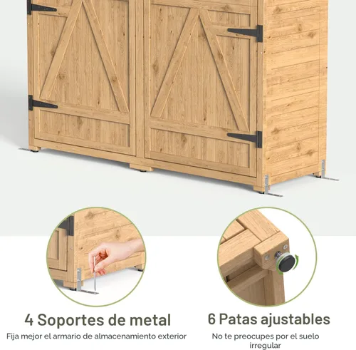 Vista 5 de Gizoon Gabinete al aire libre, techo impermeable, cobertizo de madera con Amarillo