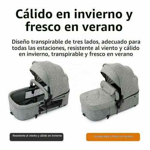 Vista 5 de Cochecito de bebé, cochecito de bebé, 2 en 1, plegable, portátil, cómodo, para bebés de 0 a 36 meses (588-BG)