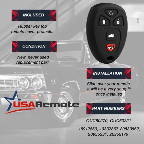 Vista 4 de Funda Protectora para Llavero de Mando a Distancia Compatible con Buick, Cadillac, Chevy, GMC, Pontiac, Saturn