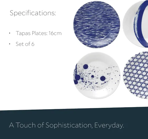 Vista 4 de Royal Doulton Pacific Dots Set de vajilla de porcelana., juego de 6 platos, Azul