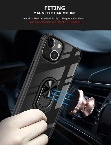 Vista 5 de Ring Kickstand - Funda transparente para iPhone 13 de 6.1 pulgadas (no para iPhone 13 Pro), funda protectora delgada de protección contra caídas