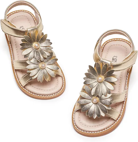 Vista 20 de Kiderence Sandalias de niña de las flores para niñas pequeñas, zapatos de Ck303 Oro