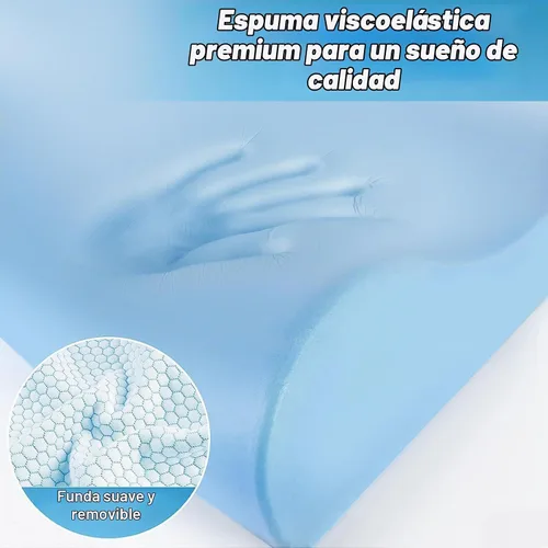 Vista 3 de Almohada cervical ergonómica para dormir, tamaño Queen azul