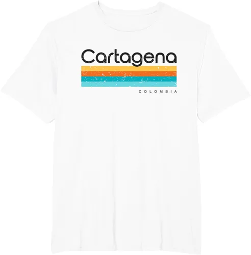 Vista 12 de Camiseta vintage de Cartagena Colombia con diseño retro, Blanco, S