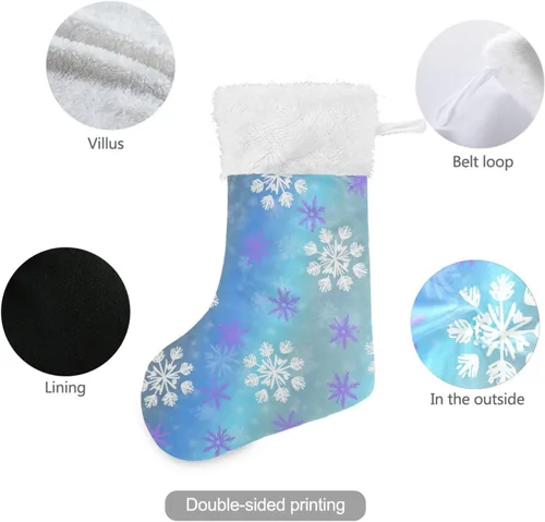 Vista 4 de ALAZA Calcetines de Navidad, copos de nieve, clásicos de invierno, decoraciones de calcetines grandes personalizados para la temporada de vacaciones