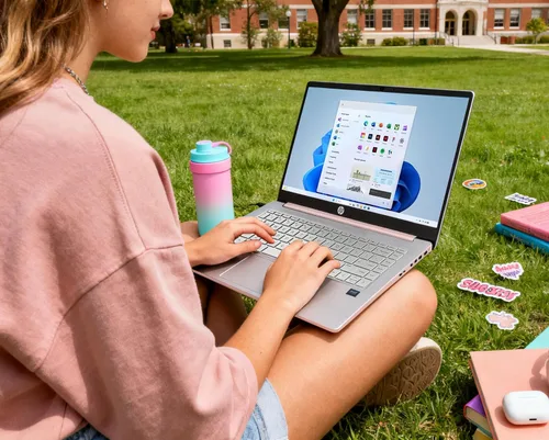 Vista 9 de HP Ultrabook Laptop con Copilot AI • Edición 2026 • Última CPU Intel N150 de 4 núcleos • 16 GB de RAM • 128 GB SSD + 1 TB OneDrive, Microsoft Office