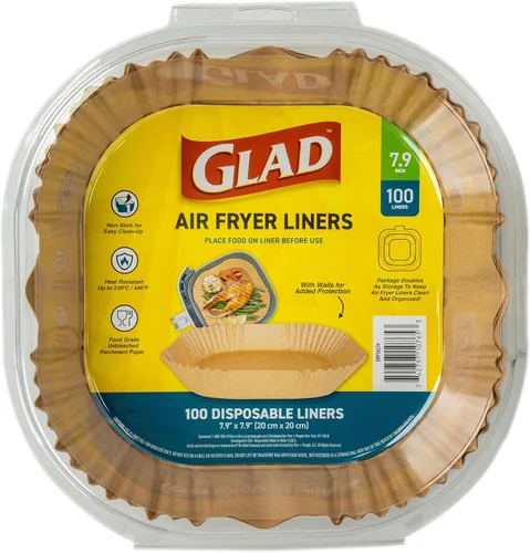 Vista 10 de Forros para freidora de aire Glad, antiadherentes y resistentes al calor, material de grado alimenticio, adecuados para freidoras de aire redondas