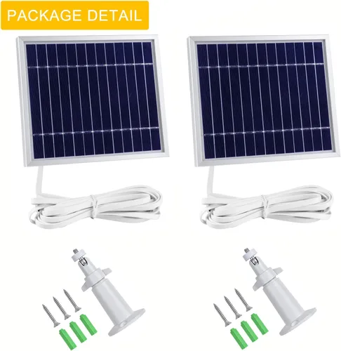 Vista 7 de iTODOS Panel solar compatible con cámaras Arlo Pro y Arlo Pro2, cable de alimentación de 11.8 pies y montaje ajustable (paquete de 2, plateado)