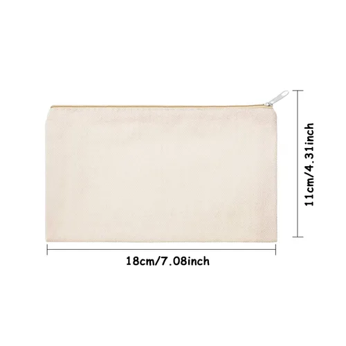 Vista 2 de meekoo Paquete de 16 bolsas de lona en blanco para cosméticos, bolsa de maquillaje con cremallera lisa, sublimación, manualidades DIY, bolsa de aseo