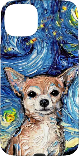 Vista 9 de Aja - Funda para iPhone 17, diseño de perro de noche estrellada, color marrón