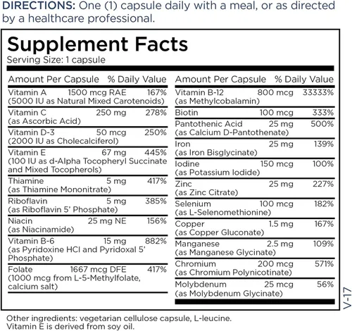 Vista 6 de Metabolic Maintenance FemOne Multivitamínico para mujer con hierro y vitaminas B activadas, apoyo reproductivo e inmunológico, cápsula vegetariana