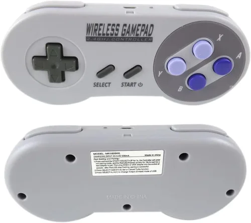 Vista 7 de Controlador inalámbrico para SNES ClassicPC, 2.4G recargable Gamepad Joystick con receptor, con adaptador USB para PC (2 moradas)