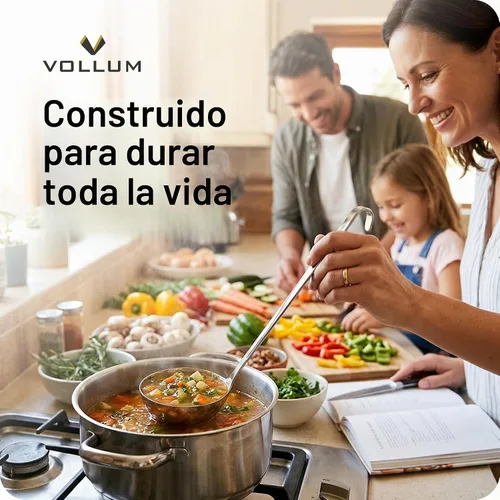Vista 6 de Vollum Cucharón de acero inoxidable de 1 pieza, acero inoxidable grueso comercial resistente, 4 onzas