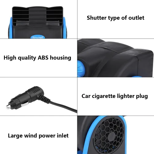 Vista 7 de Enfriador de ventilador de aire para vehículos de automóvil, DC 12V ABS Ventilador de enfriamiento eléctrico, Mini, velocidad ajustable, enfriador