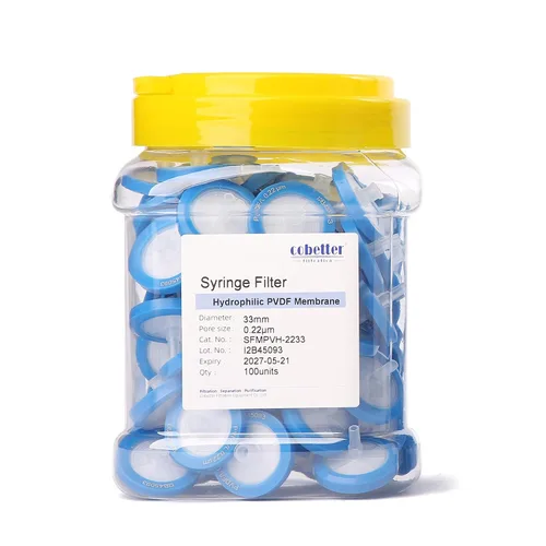 Vista 14 de Paquete de 100 Filtros de Jeringa PTFE para Laboratorio Filtros de Filtración Hidrofóbica Tamaño de Poro 0.22μm Diámetro 13mm No estéril Rojo